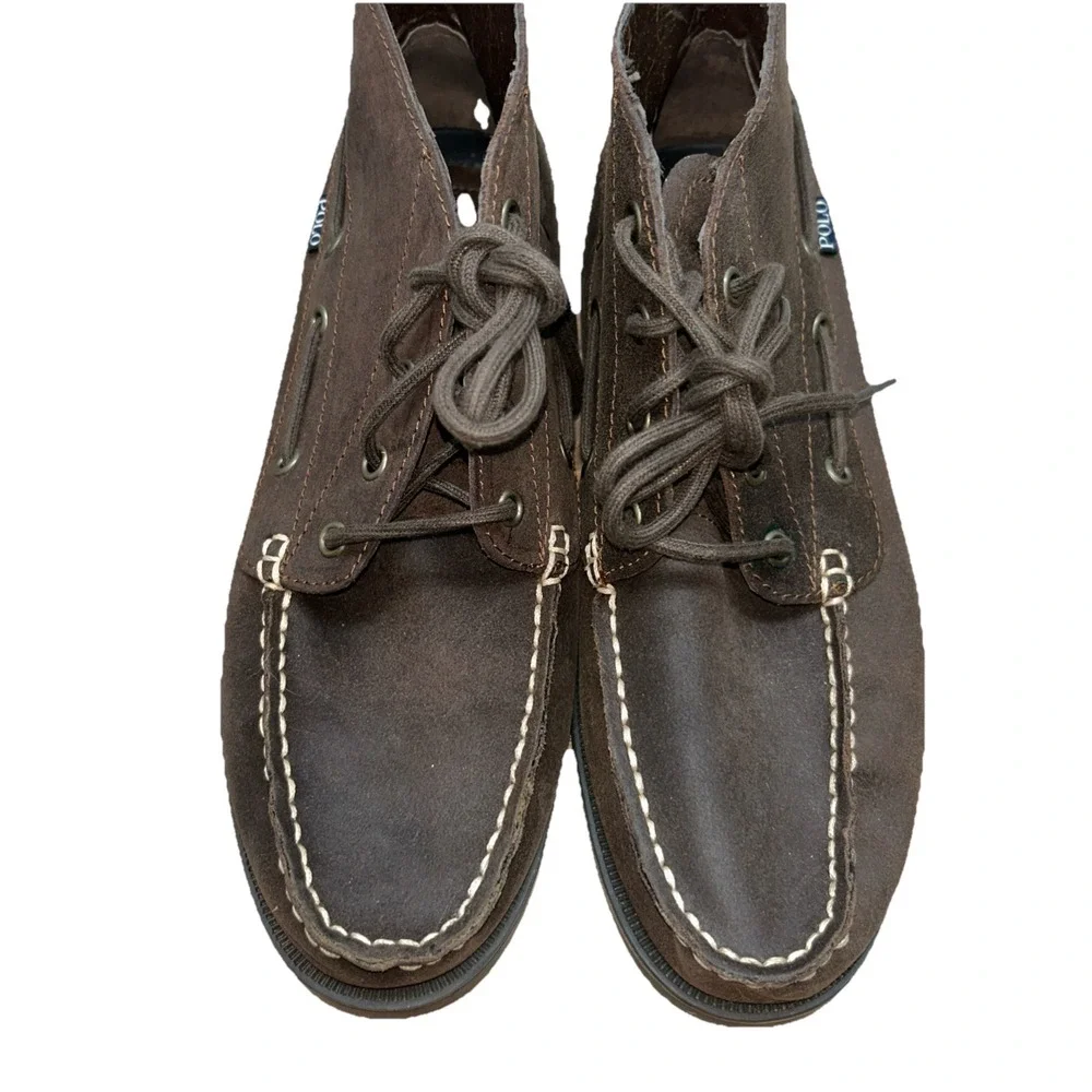 POLO RALPH LAUREN Barx Chukka Chocolate Leather Ankle‎ Boots 11571 Men Sz 9.5D